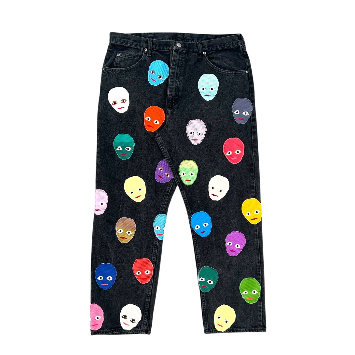 Plastered Faces Jeans Black 1/1- Size 38