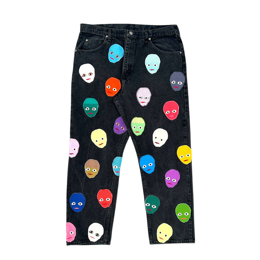 Plastered Faces Jeans Black 1/1- Size 38