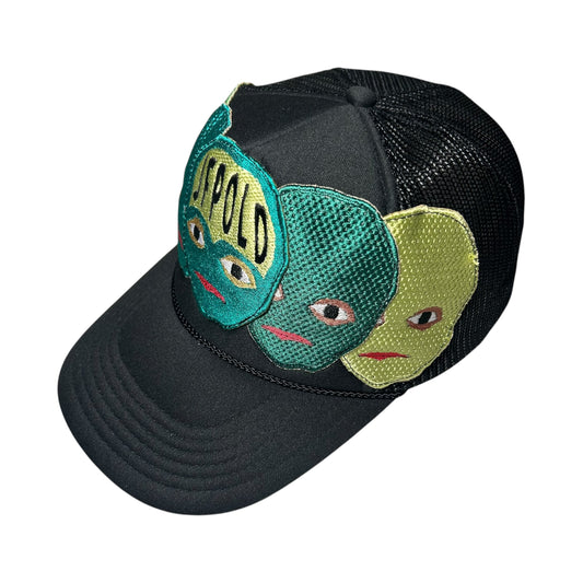 Plastered Faces Black/ Green Trucker Hat 1/1