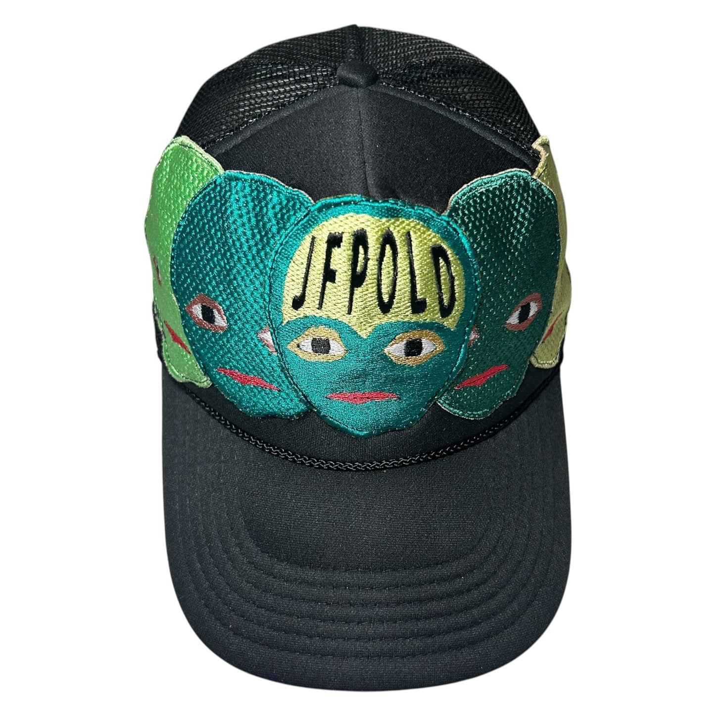Plastered Faces Black/ Green Trucker Hat 1/1