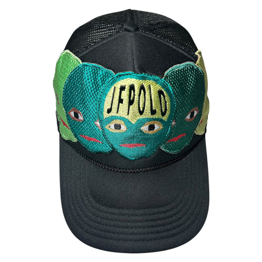 Plastered Faces Black/ Green Trucker Hat 1/1
