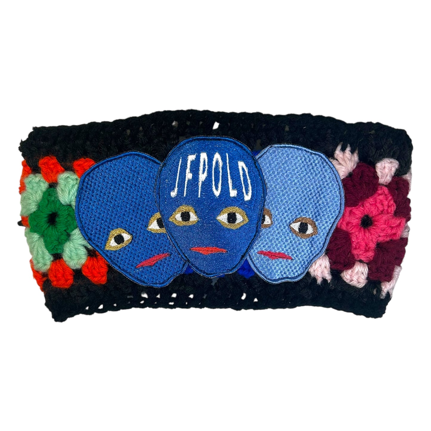 Plastered Faces Handmade Knitted Headband (Blue Faces) 1/1