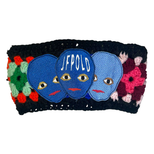 Plastered Faces Handmade Knitted Headband (Blue Faces) 1/1