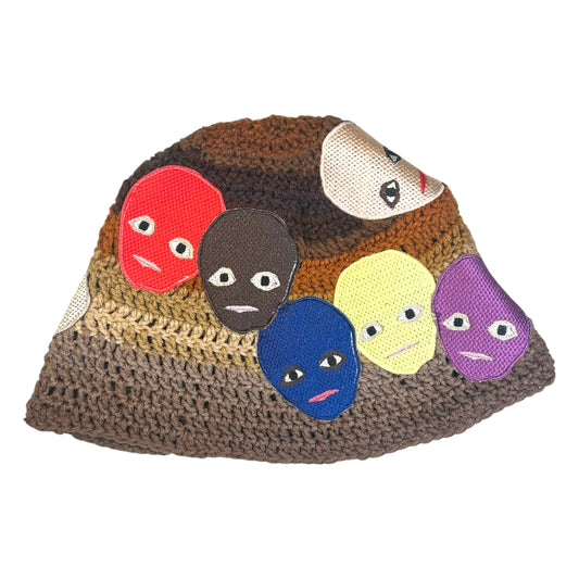 Plastered Faces Handmade Large Knitted Beanie (Earth Tone) 1/1