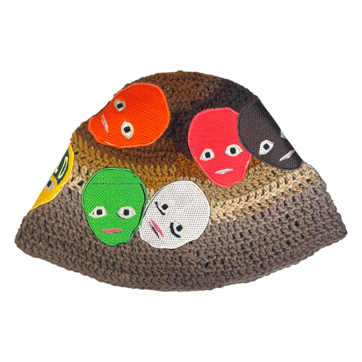 Plastered Faces Handmade Large Knitted Beanie (Earth Tone) 1/1