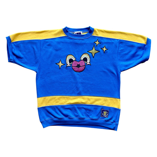 Monster Kiss Face 1/1 Blue/Yellow Shortsleeved Sweater (Size L)
