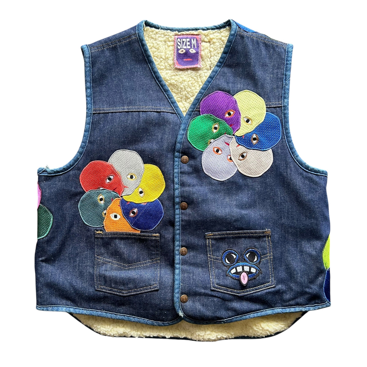 Plastered Monster Jean Vest Blue Sherpa 1/1- Size M