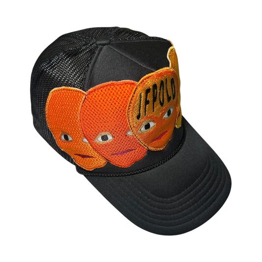 Plastered Faces Black/ Orange Trucker Hat 1/1
