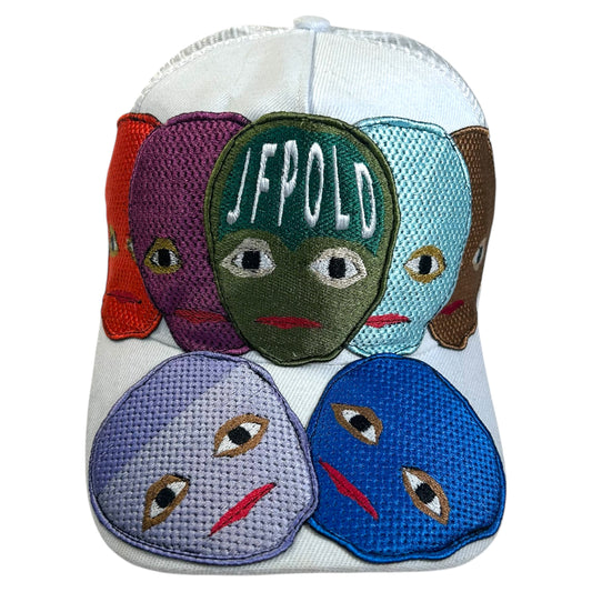 Plastered Faces White Trucker Hat 1/1