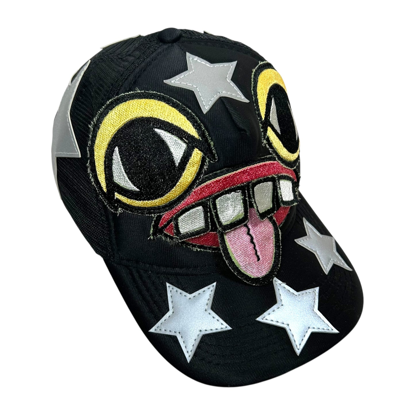 Monster Face Rockstar Trucker Hat Black
