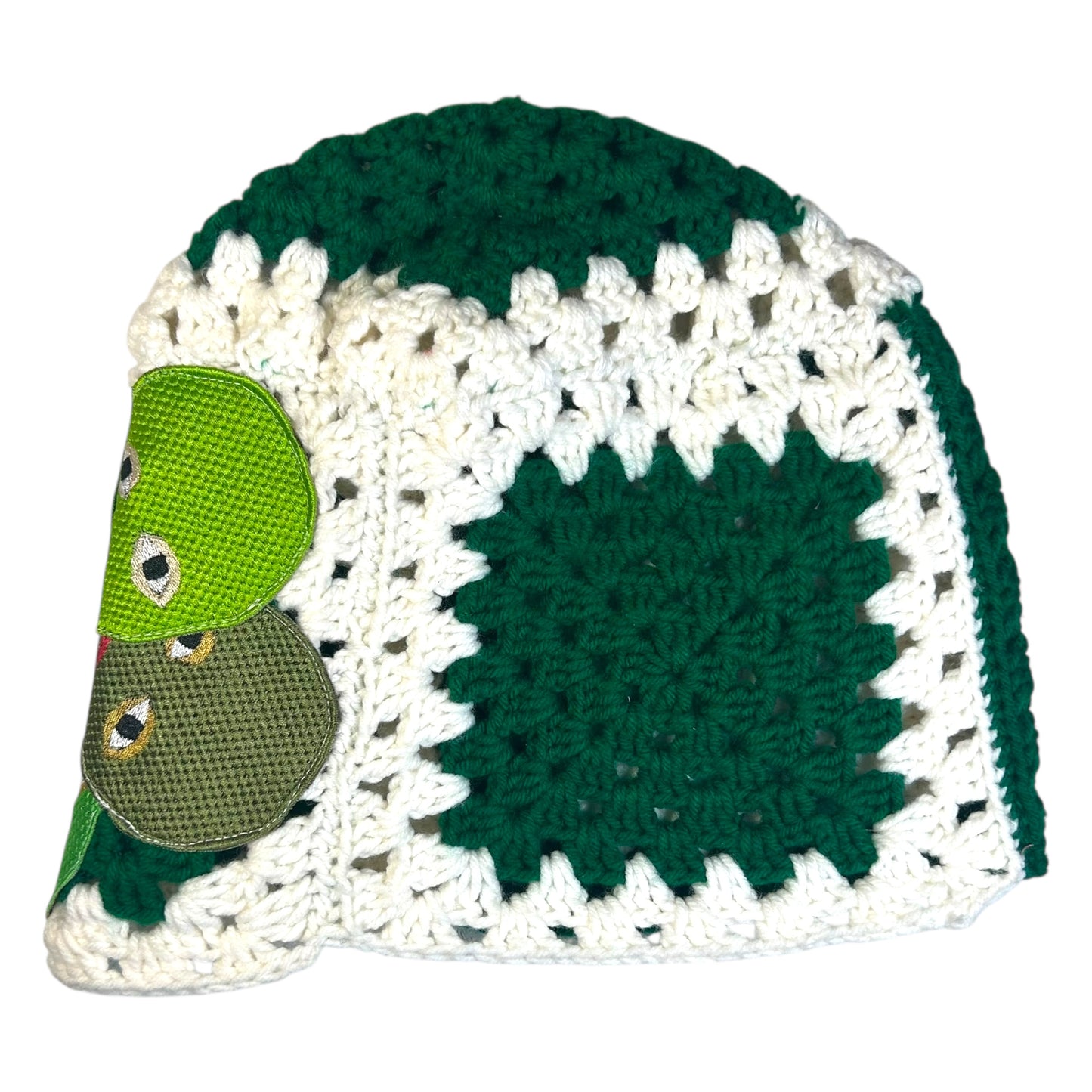 Plastered Faces Handmade Knitted Beanie (Green Faces) 1/1