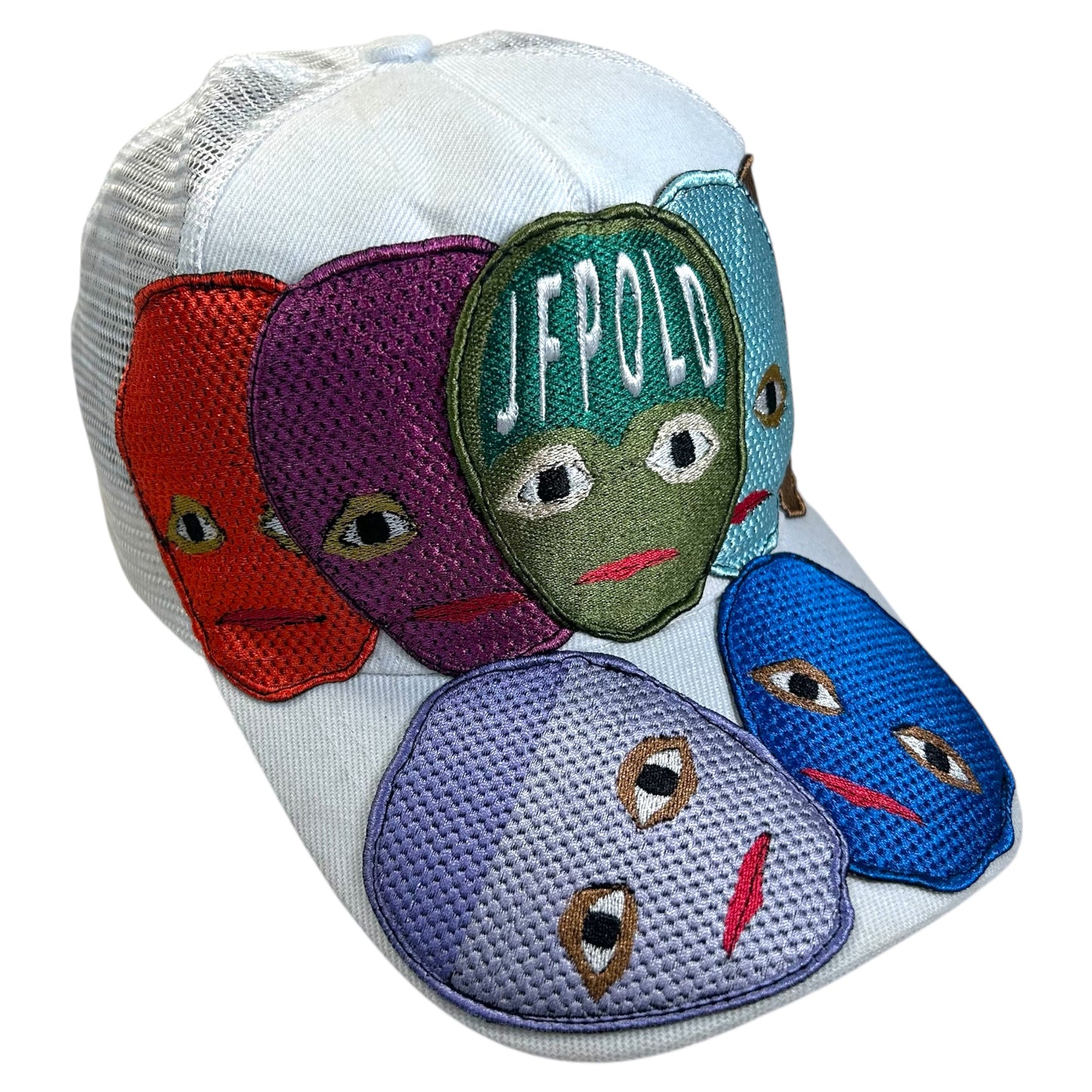 Plastered Faces White Trucker Hat 1/1