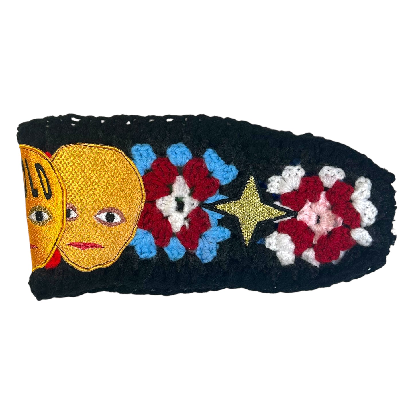 Plastered Faces Handmade Knitted Headband (Orange Faces) 1/1