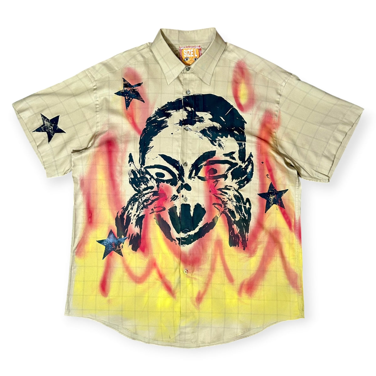 Skin Shedder 1/1 Button Down Checkered Flames (Size L)