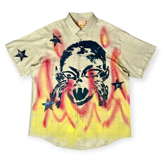 Skin Shedder 1/1 Button Down Checkered Flames (Size L)
