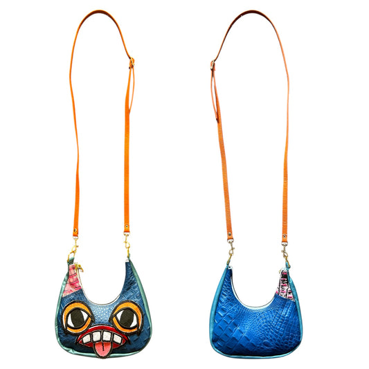 Blue Mixed Crocodile Crossbody Monster Purse 1/1