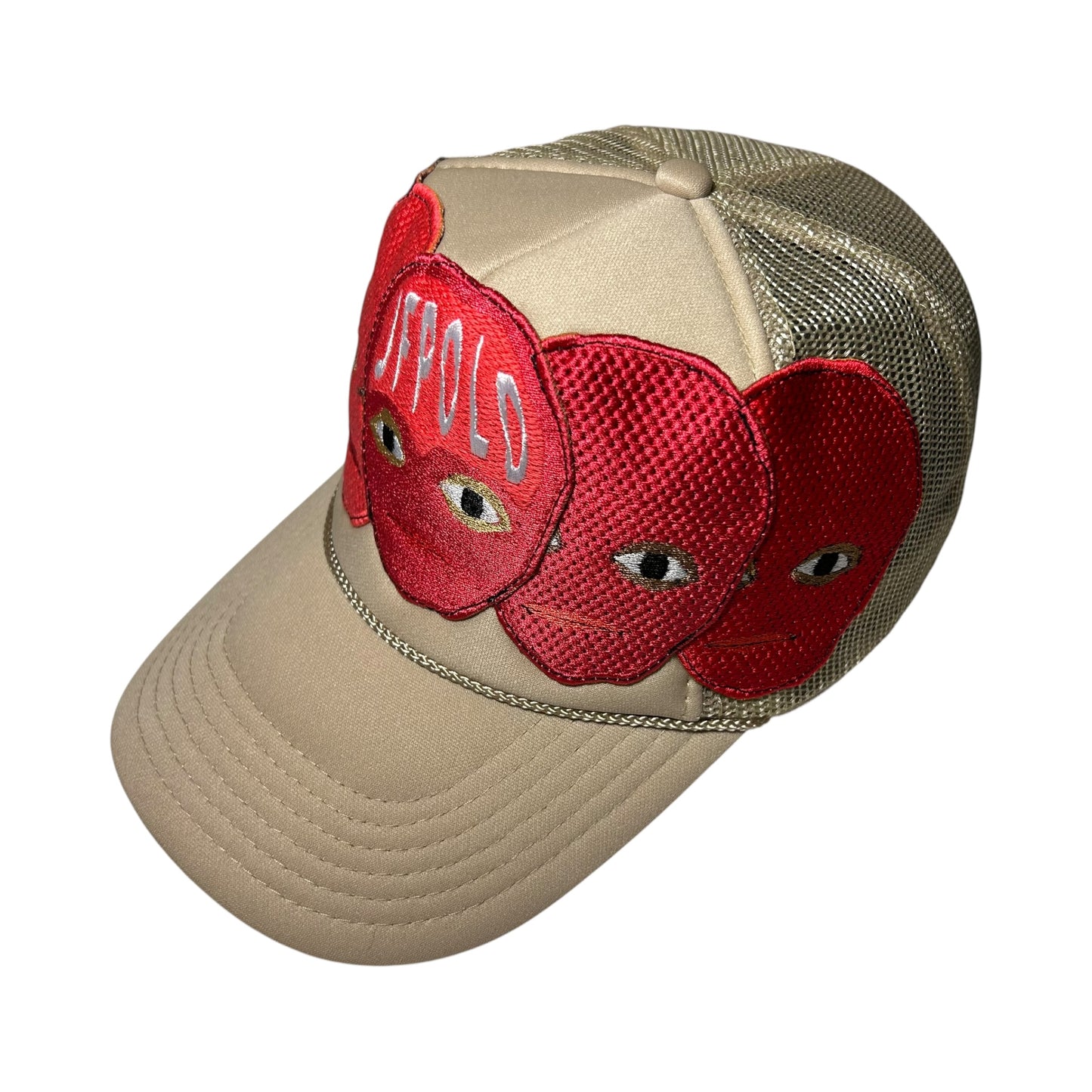 Plastered Faces Beige/ Red Trucker Hat 1/1