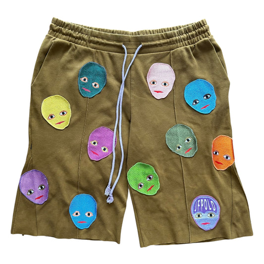 Plastered Faces Shorts Brown 1/1- Size L